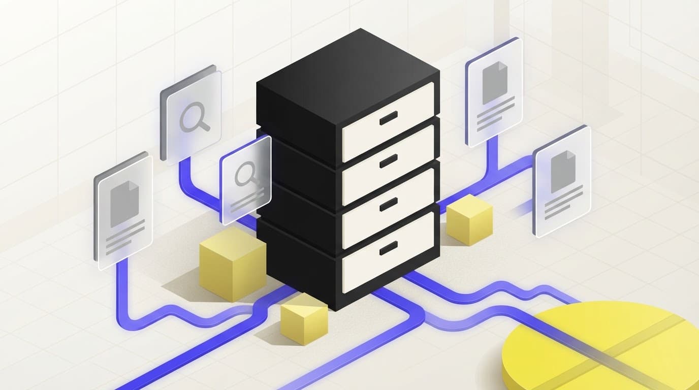 Isometric illustration of an archival cabinet representing auditable diligence