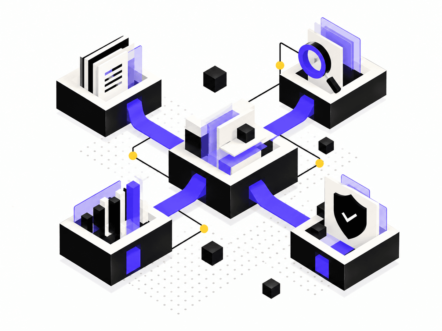Isometric Purple Tech Pipeline