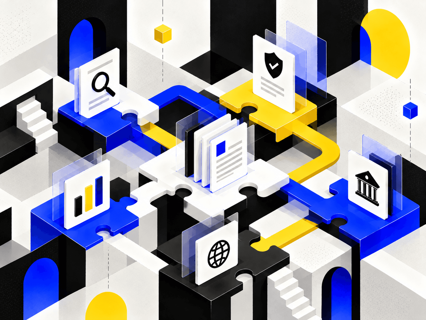 Isometric Puzzle Network Hub